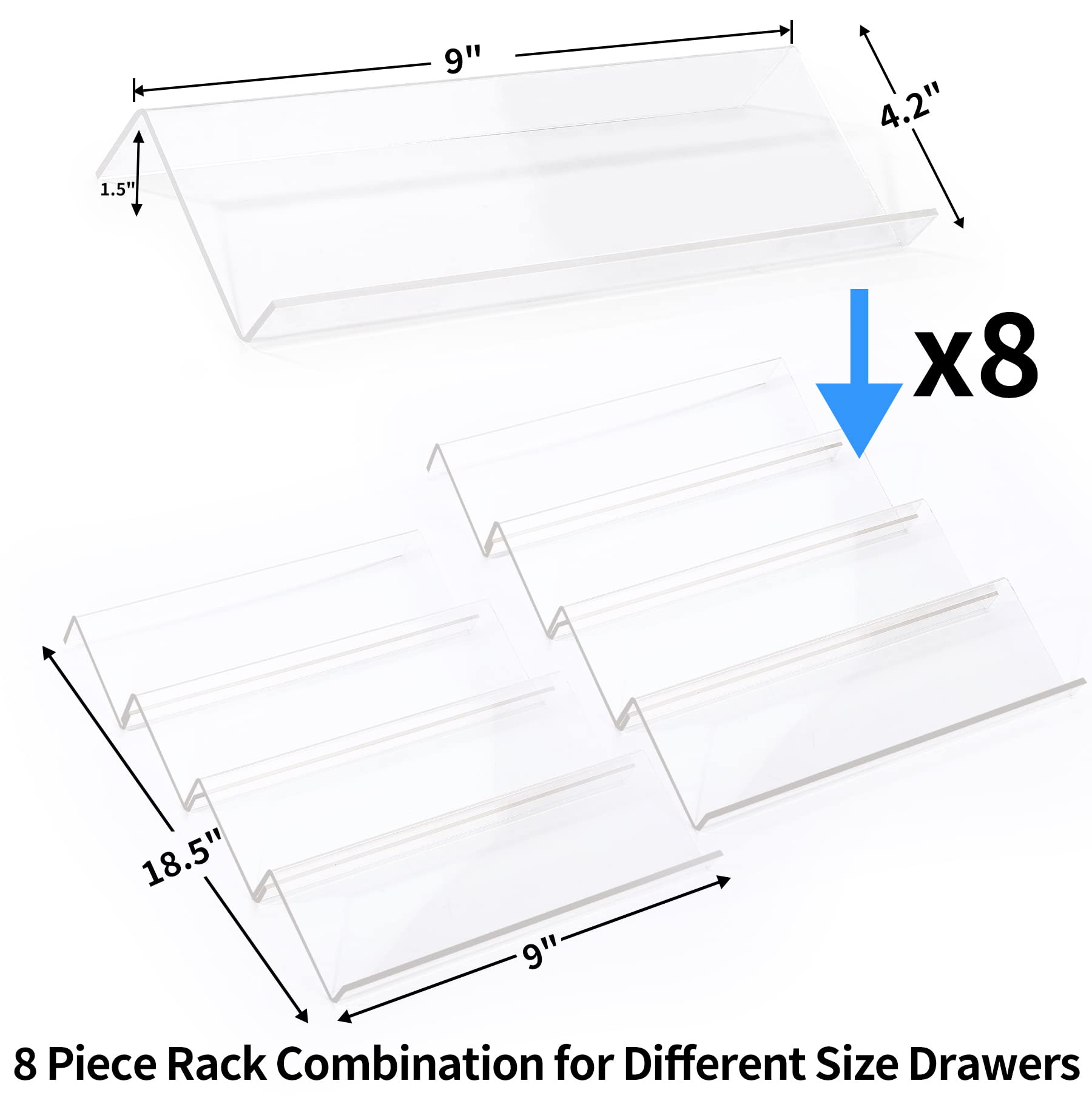 MIUKAA Clear Acrylic Spice Drawer Organizer, 4 Tier- 2 Set Expandable From 9