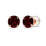 Genuine 14K Solid Rose Gold 6mm Round Natural Red
