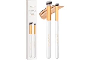 docolor Concealer Brush, 2PCS Angled Concealer Brushes Under Eye Mini Angled Flat Top Kabuki Nose Contour Brush for Concealing Blending Setting
