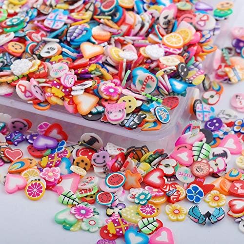 Hisnelee 1000 Pcs 3D Polymer Fimo Slices DIY Nail Art Slime Supplies Charms Slime Making Kit Decoration Arts Crafts