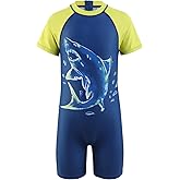 Aisyee Boys One Piece Rash Guard Swimsuits Short Sleeve Swim Shirt Bathing Suits
