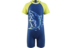 Aisyee Boys One Piece Rash Guard Swimsuits Short Sleeve Swim Shirt Bathing Suits