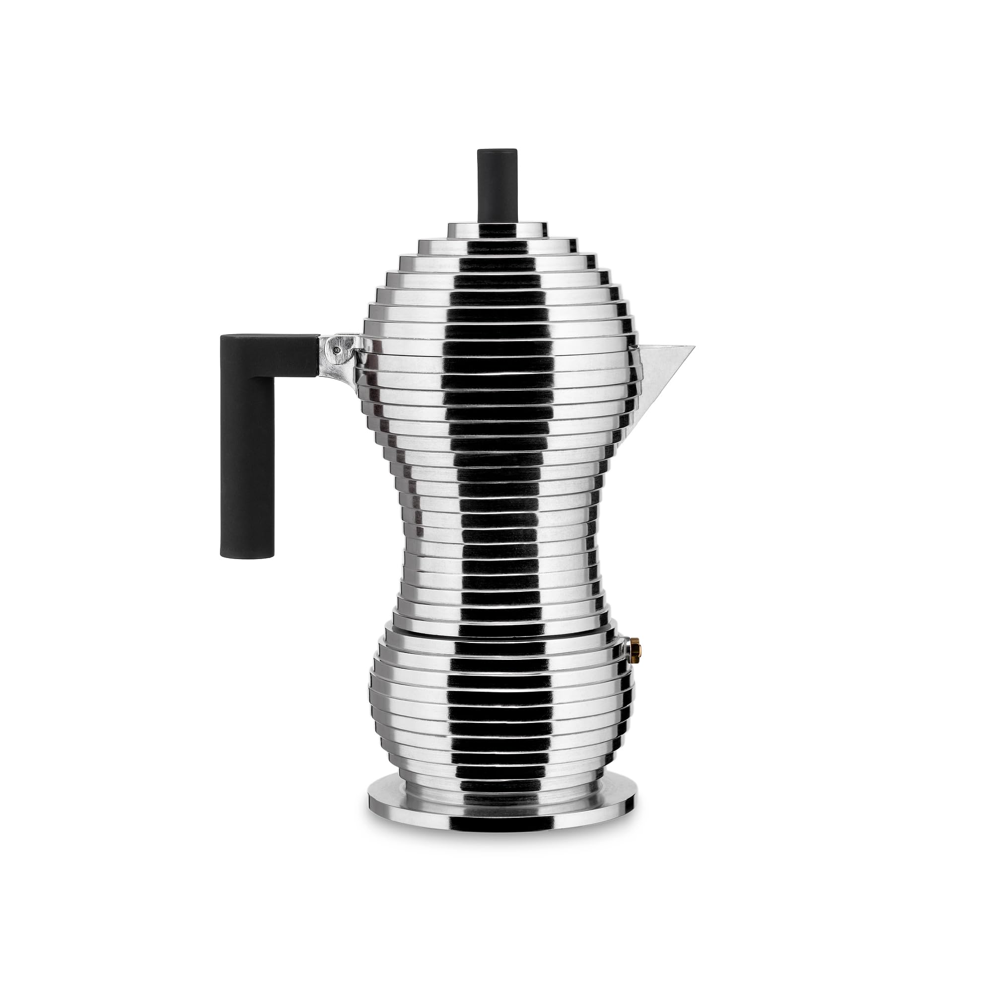 Alessi MDL02/6 B Cast Aluminium Espresso Coffee Maker with a Polyamide Handle & Knob, Aluminium, black, 6 Cups