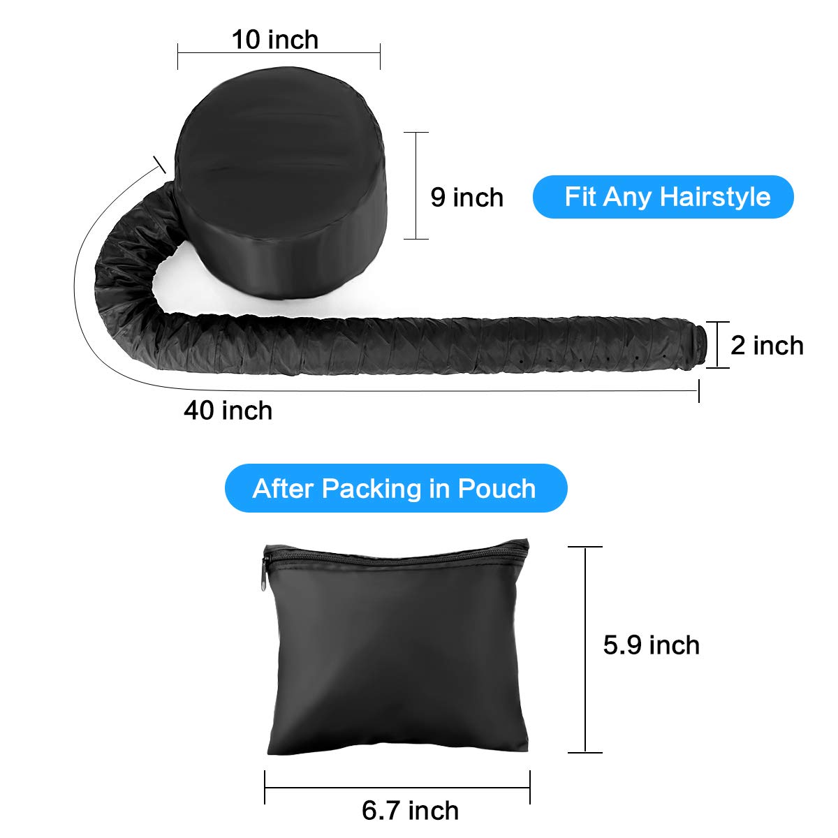 Bonnet Hood Hair Dryer Attachment- Hooded Hair Dryer Cap Hand Held Soft Adjustable for Drying Curly Styling Deep Conditioning+ Hair Dry Towel