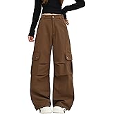 tidolee Parachute Pants for Girls Elastic Waist Wide Leg Cargo Pants with Pockets Drawstring Tapered Jogger Trousers