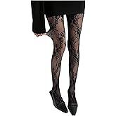 Milumia Women's Vintage Floral Lace Patterned Tights Hollow Out Fishnet Stockings Pantyhose
