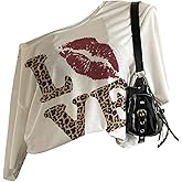 SweatyRocks Women's Leopard Letter Print Off Shoulder T Shirts Casual Short Sleeve Going Out Tops