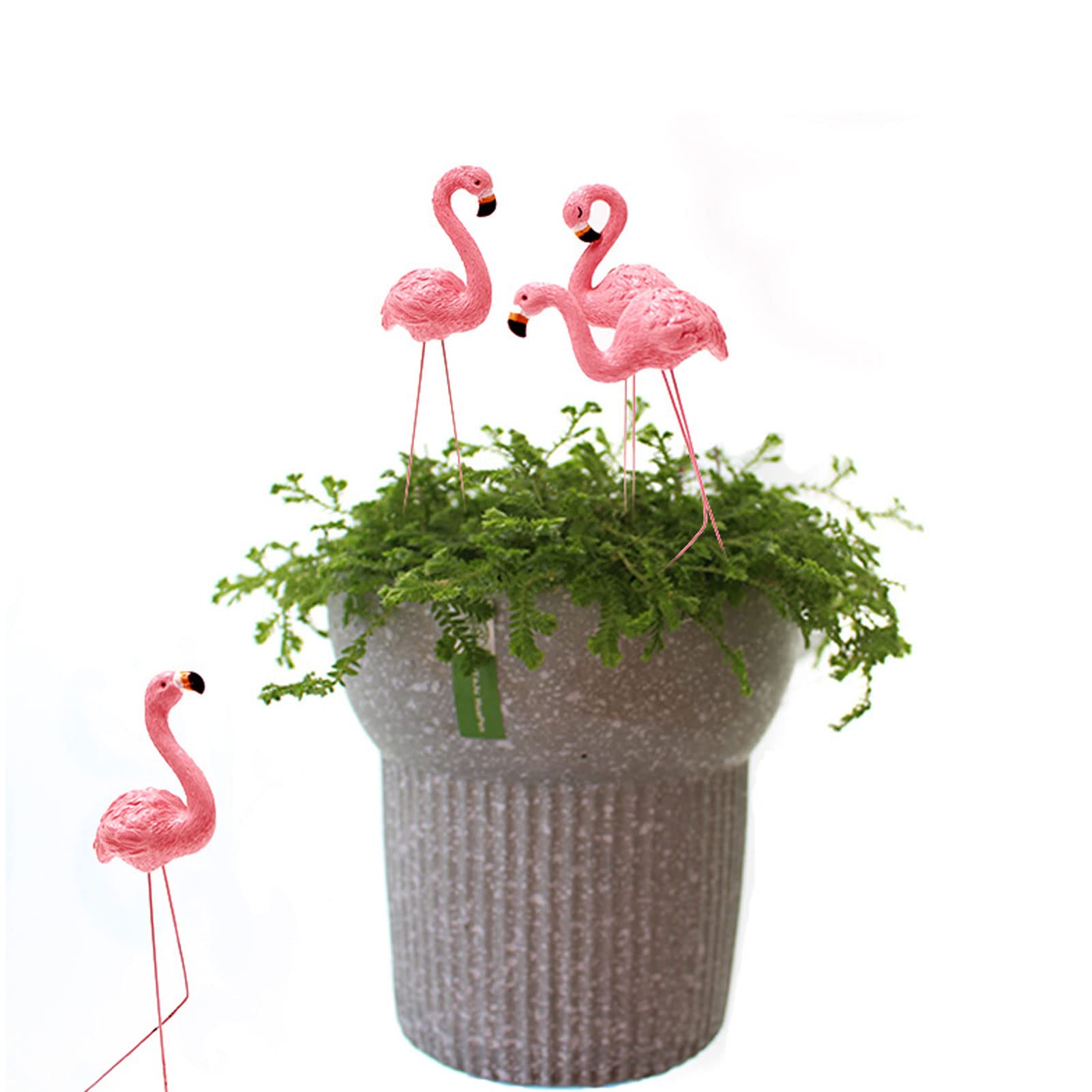 Topiky 4 Pcs Flamingo Garden Statues, Outdoor Metal Bird Yard Art, Flamingo Lawn Ornament for Patio Backyard Porch Decorations