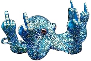 GLADYELL Luminous Gesture Octopus with Mother of Pearl,Octopus Statue,Ocean Fluorescence for Garden Indoor Outdoor Home Decoration,Resin Figurine Sculpture Garden Decor Ornaments (Light Blue)