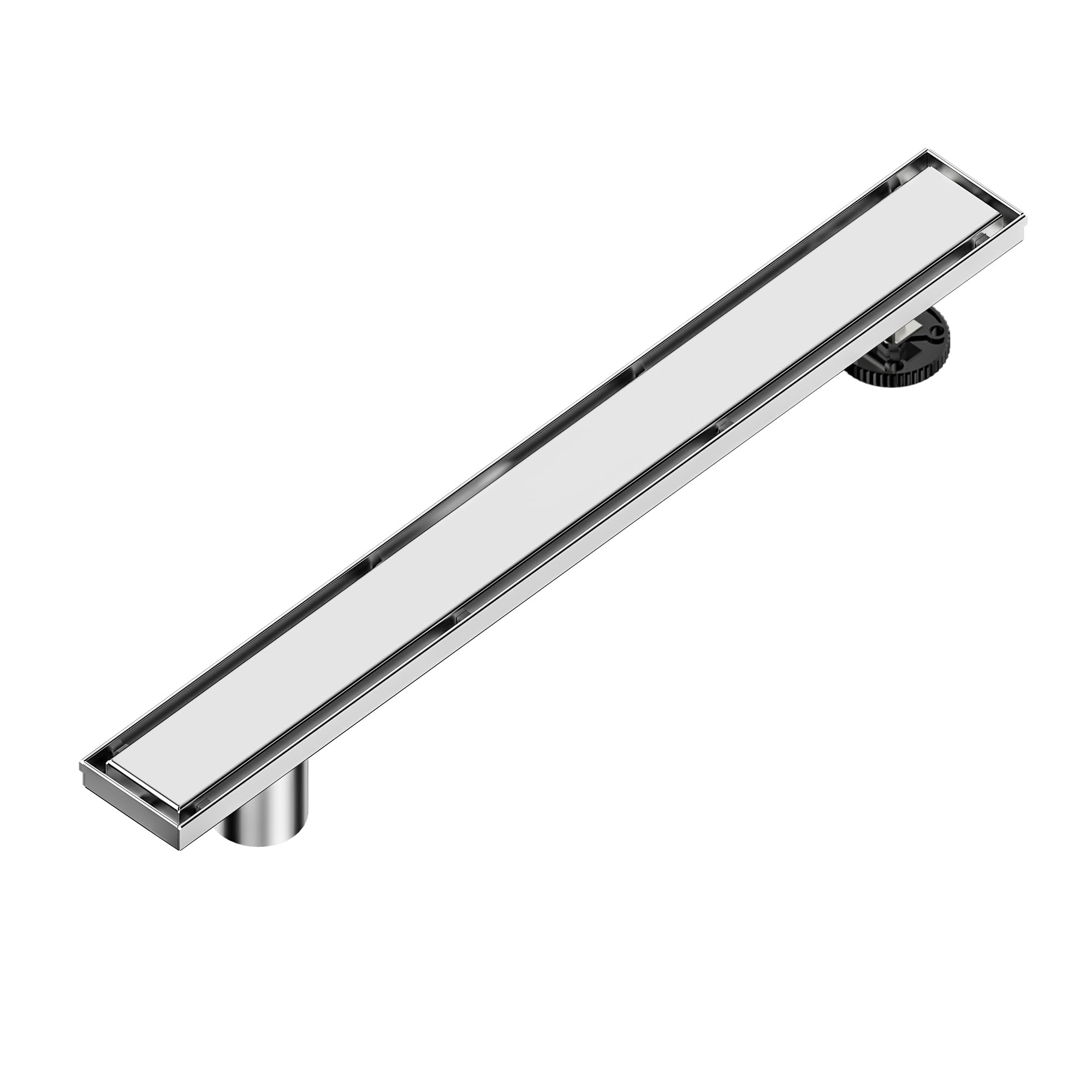 Photo 1 of Neodrain 28-Inch Offset Linear Shower Drain with Tile Insert Grate Cover, Brushed 304 Stainless Steel Rectangle Side Outlet Shower Floor Drain, Adjustable Leveling Foot, Hair Strainer/Catcher