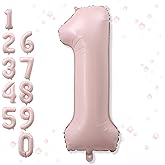 Froova Big Number 1 Balloons, Dusty Light Pink Foil 1 Balloon Numbers 40 Inch, Giant 1st Birthday Party Decor, Baby Blush Pink Mylar Helium One Balloon for Girls Baby Shower Anniversary Decorations