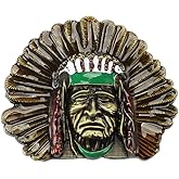 Fachoice Native American Indian Chief Belt Buckle for Men Indian Tribal Chief Head Headdress Warrior Western Belt Buckle