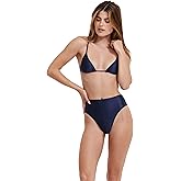 Flirtt Gottex Satin Touch Womens Solid Navy Triangle Bikini Bra with Removable Soft Cups and Adjustable Straps Swim Essential