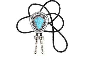 Doitby Turquoise Bolo Tie for Men, Leather Braided Necktie Western Cowboy Bola Tie Costume Accessories for Men Women