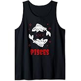 Pisces Goth Red and Black Zodiac Sign Astrology Horoscope Tank Top