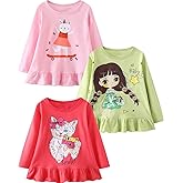 MSSMART Toddler Girl Long Sleeve T-Shirts Kids Cotton Fall Top Crewneck Clothes 2-7 Years