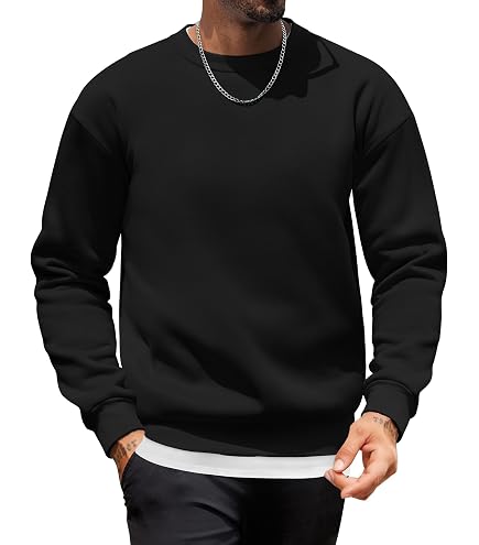 COOFANDY Men's Cotton Fleece Crewneck Sweatshirt Thick Loose fit