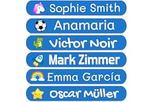 50 Custom Stickers with Name to Mark Objects. Adhesive Waterproof Labels for Kids to tag Their Books, Toys, School Stationery