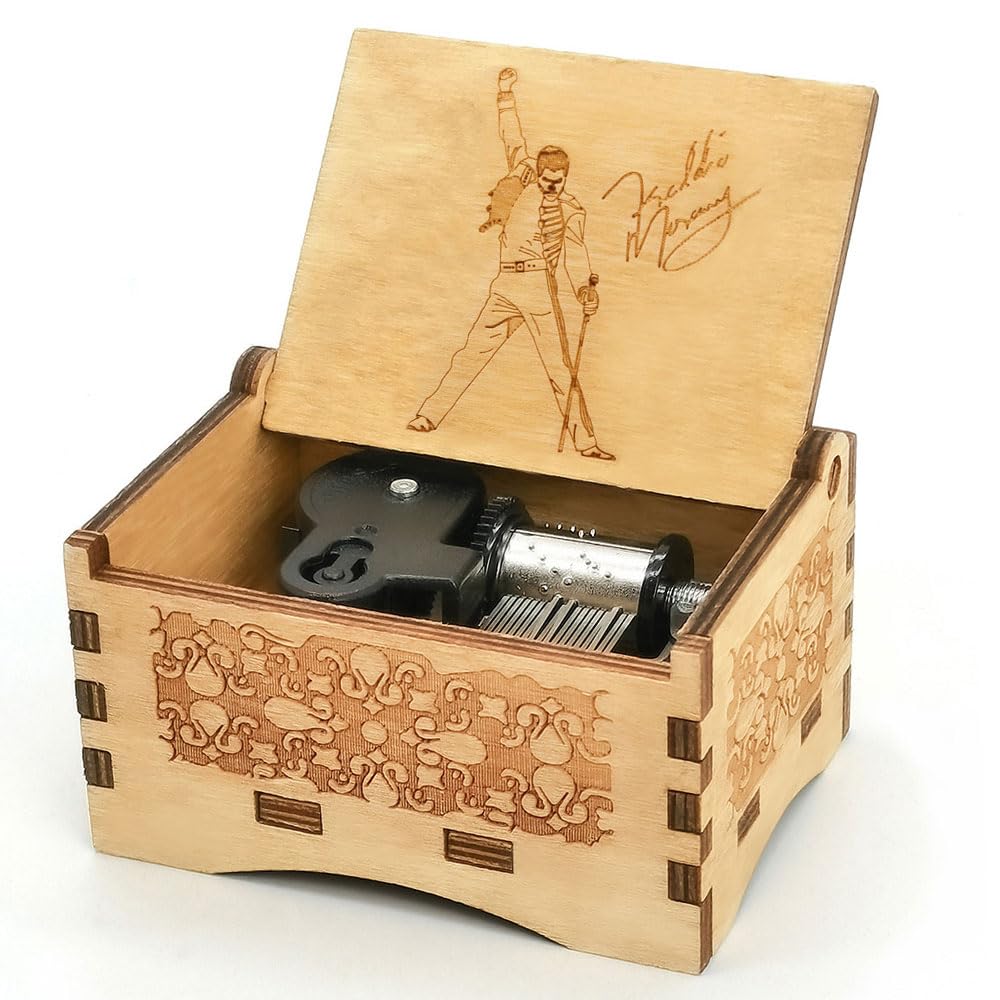 Micteney Greatest Hits Queen Music Box,Queen Bohemian Rhapsody Music Box Gifts,Queen Music Box Toys,Wooden Clockwork Driven (Queen)