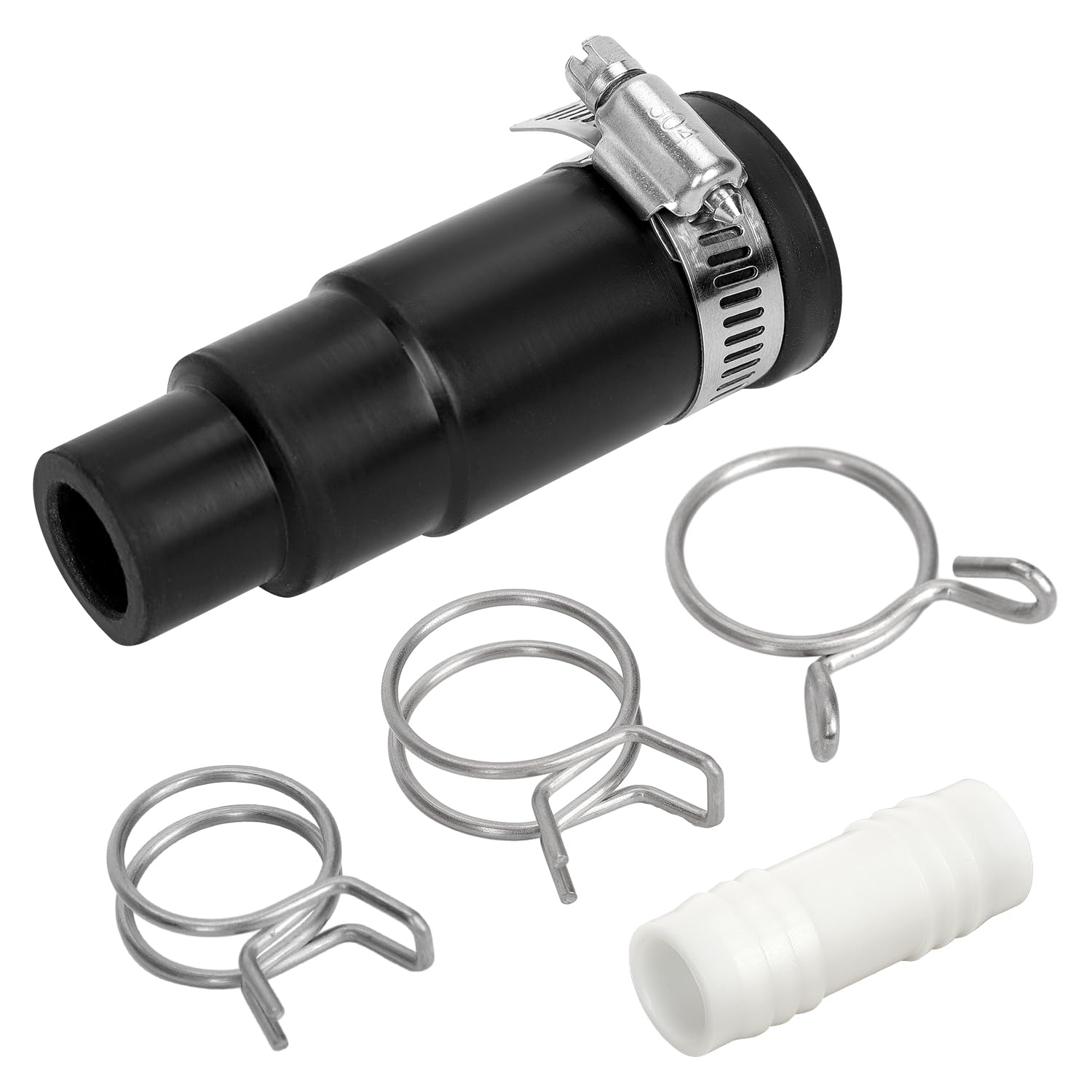 Dishwasher Drain Hose Adapter Compatible with Insinkerator Garbage Disposals, Drain Hose Connector Dishwasher Connect Kit Includes 1 Inlet Connector, 1 Hose Clamp and 3 Spring Clamps
