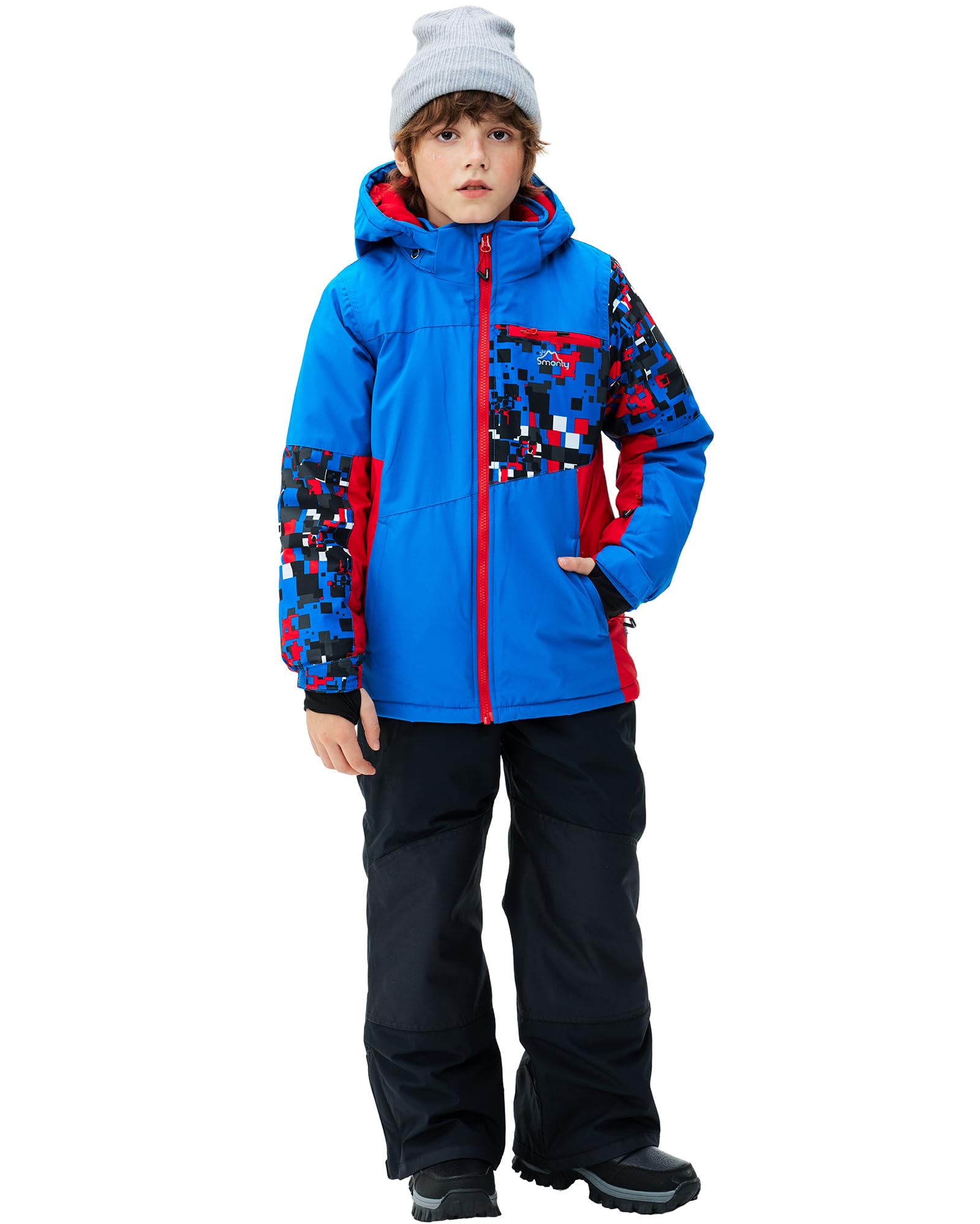 Photo 1 of SMONTY Kids Ski Suit Girls Boys Snowsuits Winter Ski Jacket & Bib Pants Set Snowboard Waterproof Windproof Warm Coat(6-7 Years,Royal)
