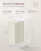 VASAGLE Laundry Basket Hamper with Shelf 47 L 42 x 28 x 75 cm Cream White view 6