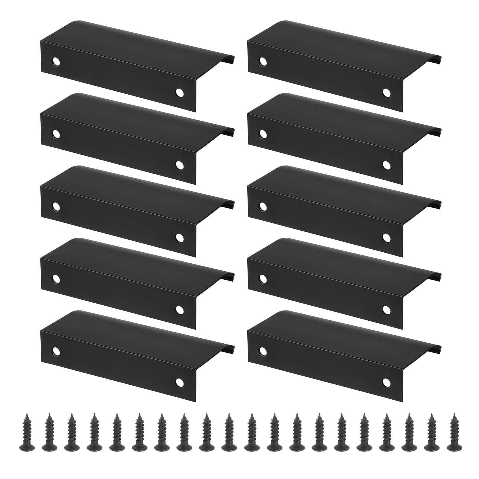 PATIKIL Mount Finger Edge Pull, 10 Pack 80mm/3.15" Aluminum Alloy Concealed Handle Cabinet Edge Pulls with Screws for Home Kitchen Furniture Door Drawer, Black