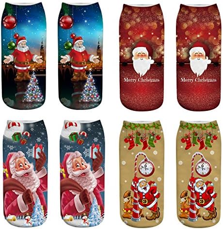 ERJO Women's 3D Cartoon Funny Casual Crazy Cute Amazing Novelty Print Socks Food Xmas Halloween Ankle Socks SC6