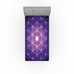Ambesonne Dark Blue Fitted Sheet, Flower of Life