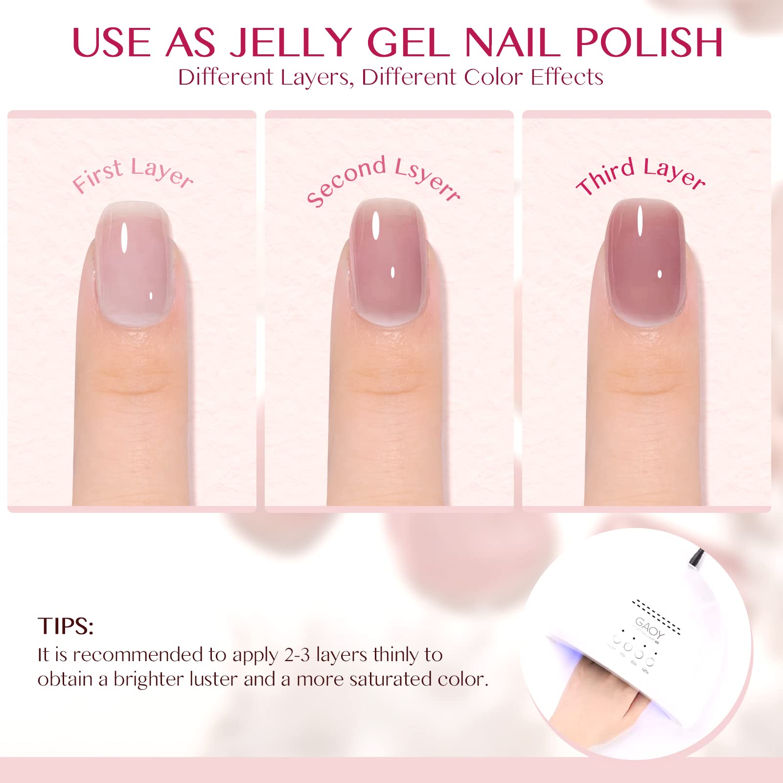 Saviland Builder Gels Nail Kit - 60g Nude Pink Nail Extension Gel Set Nail Strengthen Hard Gel Nail Art Manicure Set with 10pcs Acrylic Nail Brush & 100pcs Nail Forms for Beginners - Image 3