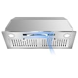 Zomagas Range Hood Insert 30 inch, Ducted/Ductless Range Hood with Gesture Sensing & Touch Control, Built-in Kitchen Hood 600CFM, 2 Pcs Stainless Steel Baffle Filters