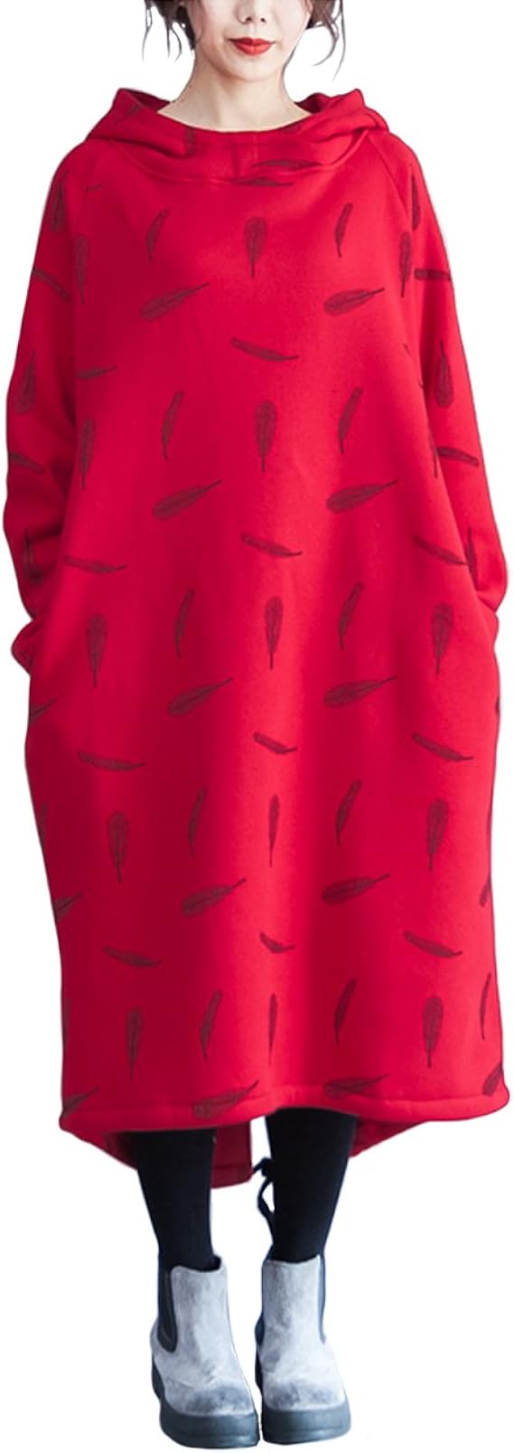 Amazon 大きいサイズ レディース プルオーバーワンピース スウェットワンピ Ll 3l 4l 5l 6l ブラック レッド 17冬 新入荷 レッド 大きいフリーサイズ ワンピース チュニック 通販