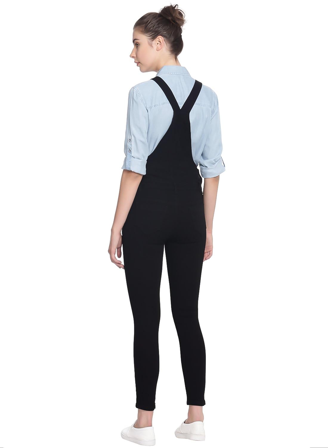 broadstar denim solid casual dungaree for women