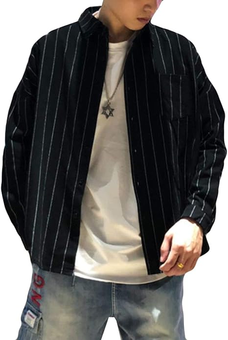 Amazon Baluote メンズ ファッション シャツ ブラウス メンズ シャツ 夏 春 秋 おしゃれ シャツ カジュアル ストライプ シンプル シャツ 通販