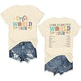 Around The World Shirt Women Magic World Tour 1982 Graphic Tee Funny Traveler Vacation Short Sleeve Top