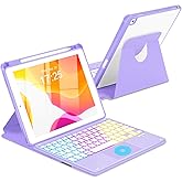 MePadKey Touchpad Keyboard Case for iPad 9th /8th/7th Generation 10.2 inch, 360 Degree Rotation Cover with Rainbow Backlit Wireless Detachable Keypad for iPad Pro 10.5/Air 3rd Gen (Purple)