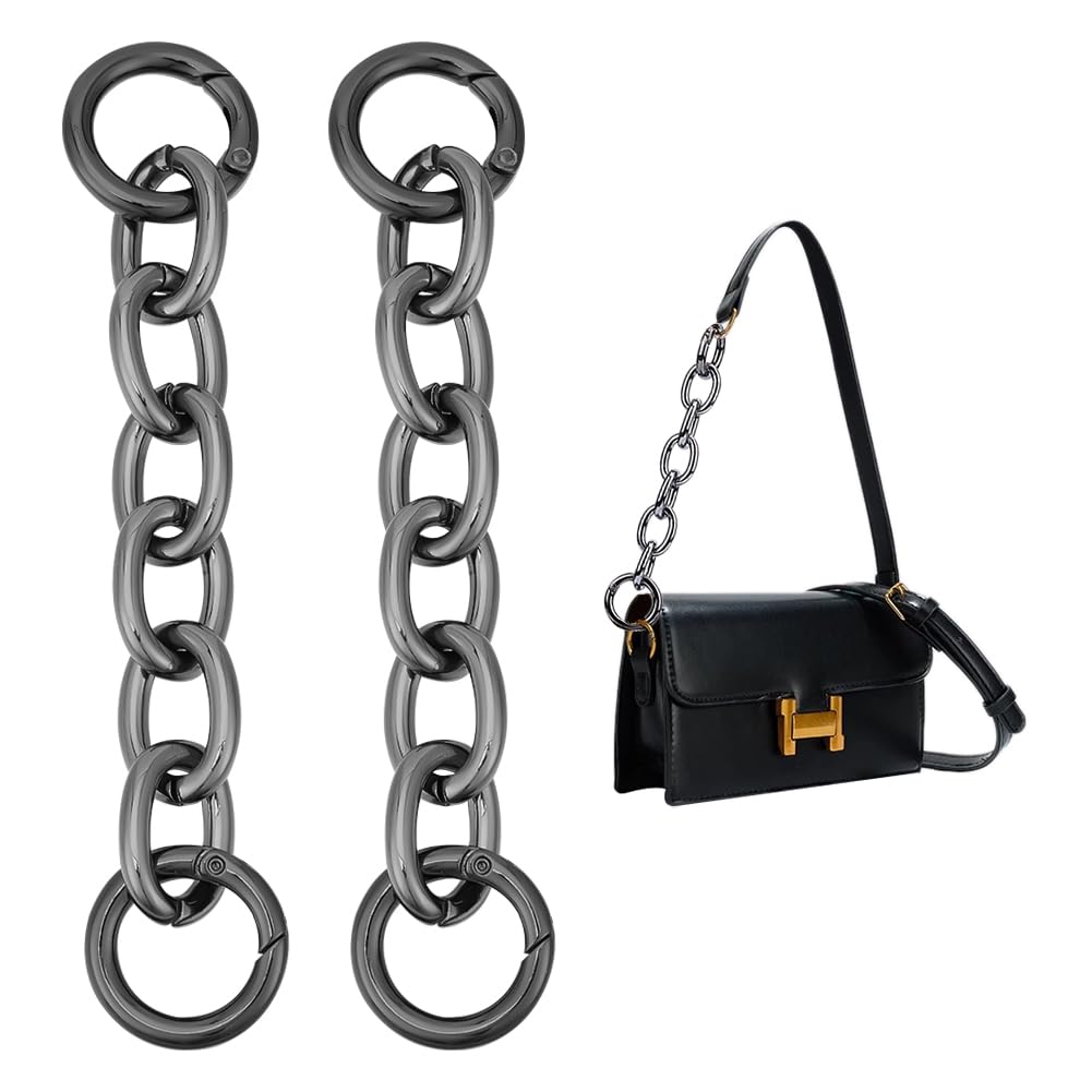 UNICRAFTALE About 2Pcs 6.24" Purse Strap Extenders Black Bag Extender Chain with Spring Clasps Purse Extender Chain Purse Extender Replacement Accessory Bag Chain Straps for Purse Clutch Handbag