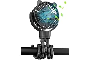 Stroller Fan, Portable Fan, Small Clip on Fan, Mini Baby fan with 3 Speed, Detachable Flexible Tripod, Rechargeable Personal 