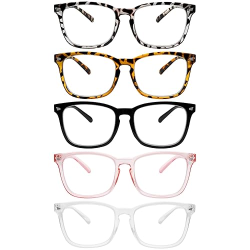 Pack Blue Light Blocking Reading Glasses Fashion Square Computer
