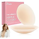 Douste Nipple Covers No Show, No Sticky Reusable Silicone Nipple Pasties Bra, Grippy Breast Covers with Travel Box