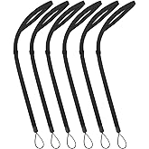 AMUU Flat Braided Lanyard Adjustable 6 Pack,for Walkie-Talkie,Cruise,Keys,Pen,Phone,id Badges Holder,Office (6 Pack Neck Lanyard Black)