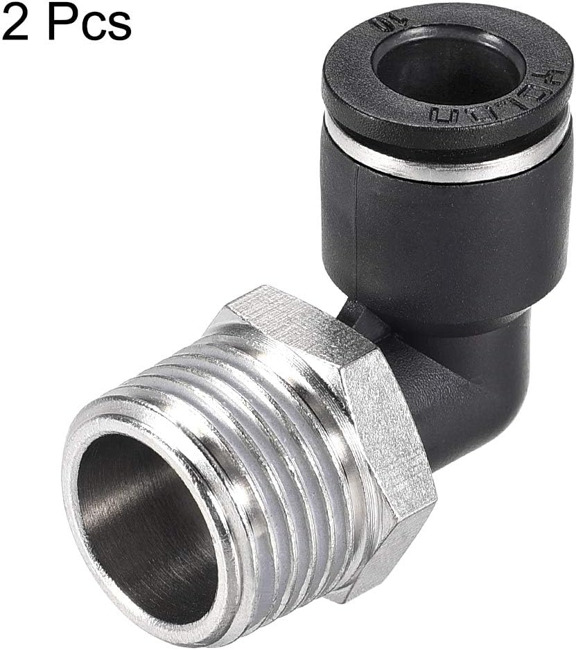 sourcing map Push to Connect Tube Fitting Male Elbow 10mm Tube OD X 1/2 NPT Thread Pneumatic Air Push Fit Lock Fitting 2pcs - Image 4