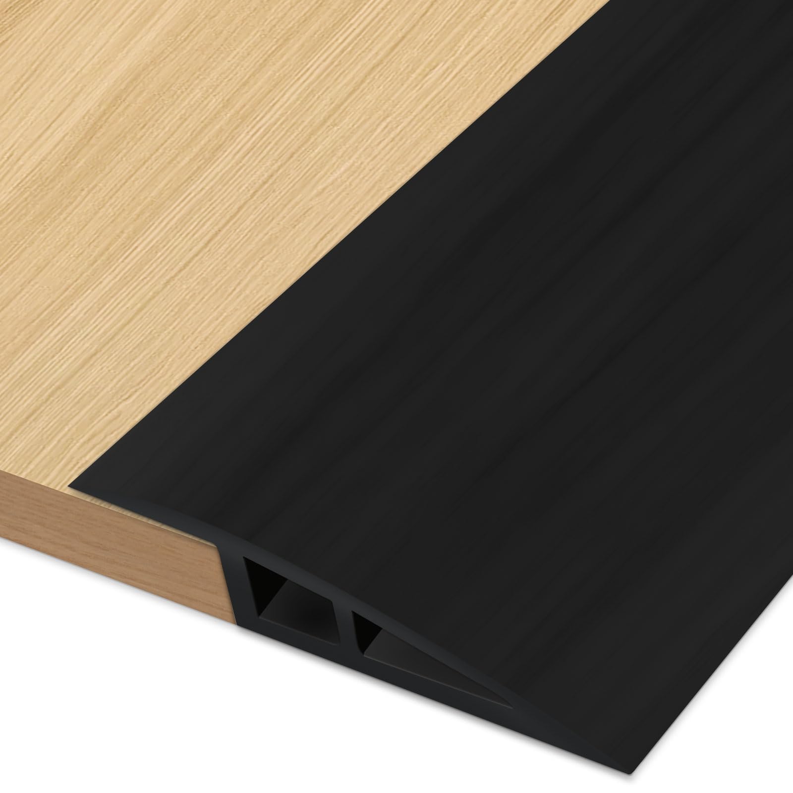 Photo 1 of Floor-Transition-Strip Door-Threshold-Ramp 36 inch, Threshold 1/2'' ~ 3/5'', Thresholds Ramps for Doorways, Vinyl-Transition-Strip for Door/Floor (Black, 36 in)
