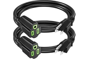 ECJTU Power Extension Cord 2FT/24Inch(2 Pack), Short 3 Prong Electric Extension Cable Outlet Saver, Single Outlet, Heavy Duty, Waterproof, Flexible, 16 AWG, 13A 125V, Extender Wires with 15 Cable Ties