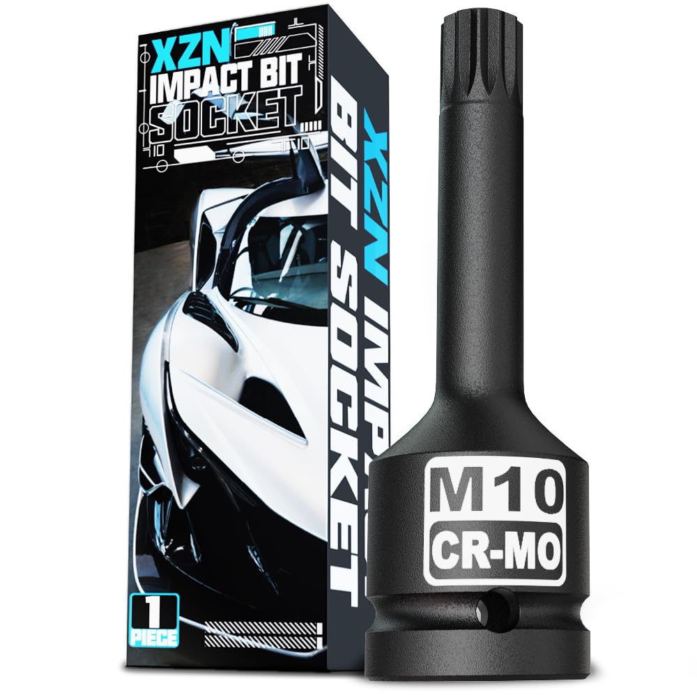 KIRXST Impact Triple Square Spline Bit Socket, 1/2" Drive M10 Spline Bit Socket, CR-MO Steel