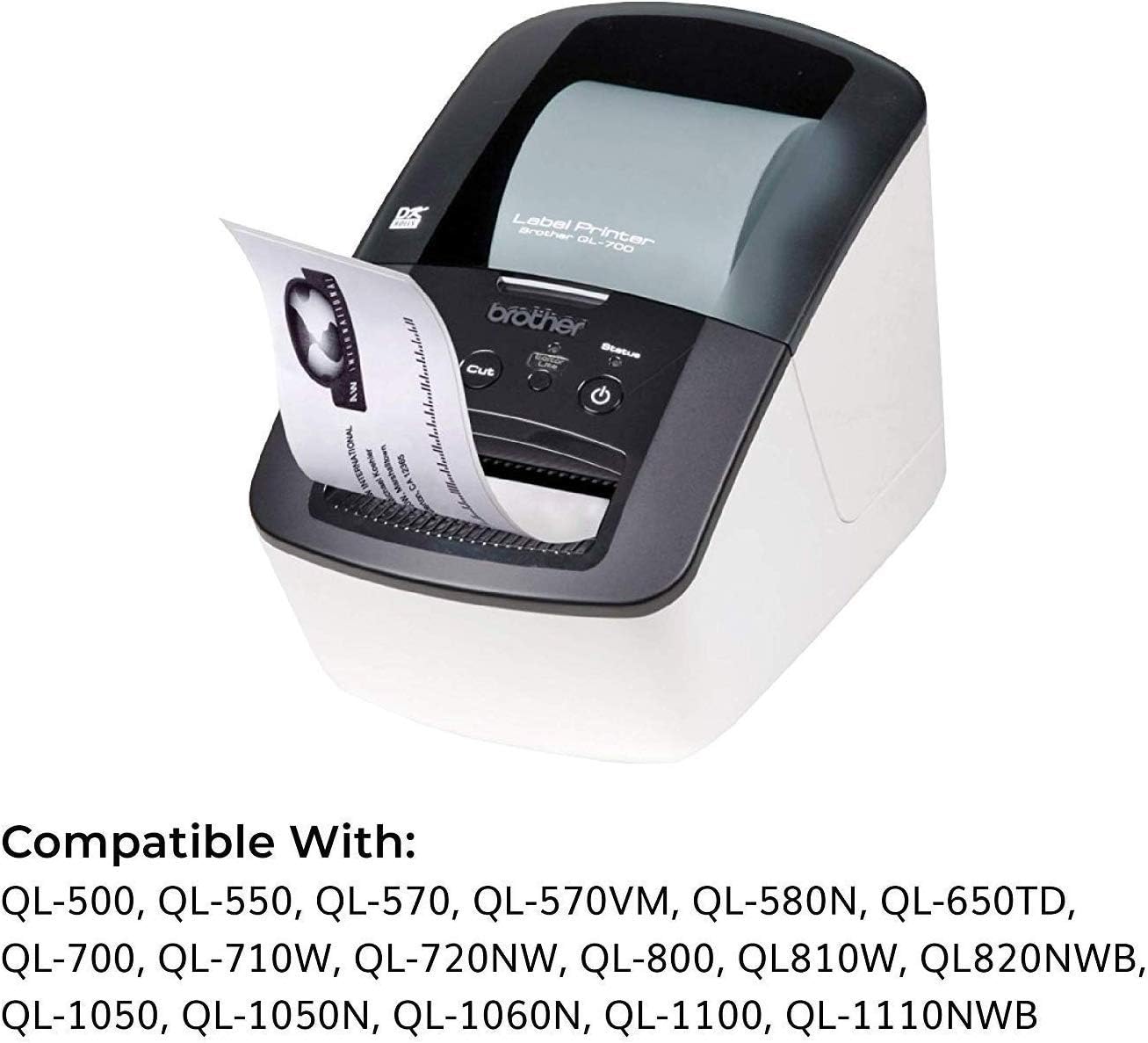 enKo - Compatible DK-2205 Continuous Paper Labels (2.4 Inch x 100 Feet) Compatible for Brother QL Label Printers - 12 Rolls + 4 Refillable Cartridges : Office Products