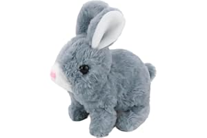 CREJOHY Hopping Bunny Toys for Kids Interactive Electronic Bunny Plush Toy Rabbit - Walking Wiggle Ears Twitch Nose Easter Bunny Toys Gifts for Girls Boys Toddlers Birthday (Grey, 7'')