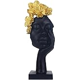 FLJZCZM African Women Statues, 12'' African Lady Art Bust Figurines, Black Vintage Aesthetic Ornament for Shelf Desk, Modern Decor Accents Gifts for Women