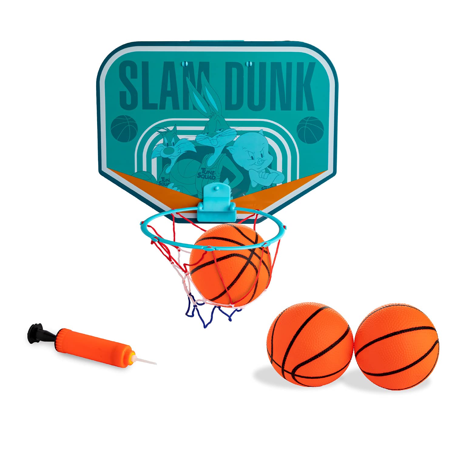 Paladone Space Jam Basketball Hoop| Foldable Hoop | Hooked for Over Door Indoor Play | 3 Balls Included, Multicolored, One Size