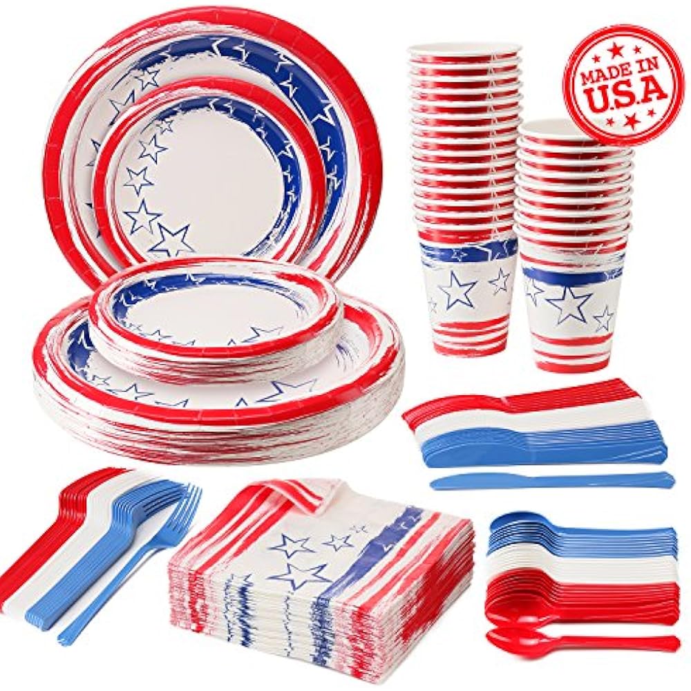 Disposable Plates Patriotic Dinnerware Set, 4th Of July American Flag
